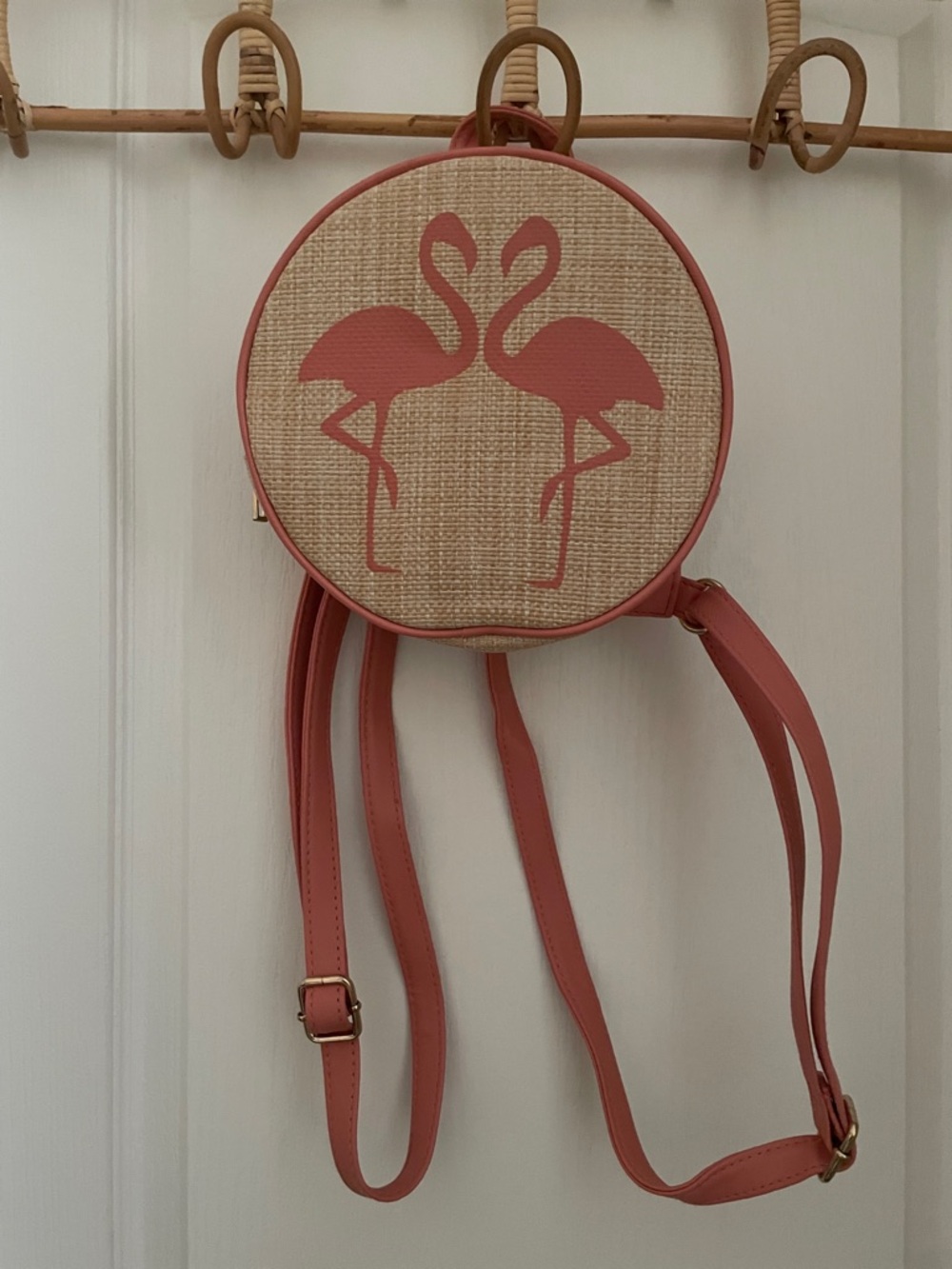Coral Flamingo Round Backpack